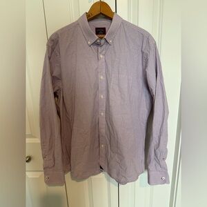 UNTUCKit Mens Button up Shirt - Large White with orange and Dark Blue Striping